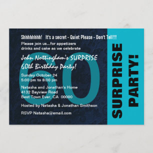 Invitación 60 aniversario SORPRESA Aqua Blue y Black A02