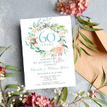 Invitación 60° Aniversario Sorpresa Fiesta Rosas Garland<br><div class="desc">Con una delicada acuarela de vegetación floral, esta moda fiesta botánico sorpresa con 60 años de boda se puede personalizar con su información especial de aniversario de diamantes. El reverso presenta una guirnalda floral que enmarca las fechas del aniversario en un elegante texto blanco sobre un fondo de diamante azul....</div>