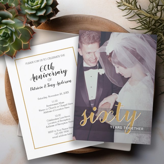 Invitación 60° Aniversario y Foto Boda (Wedding Anniversary Invitation)