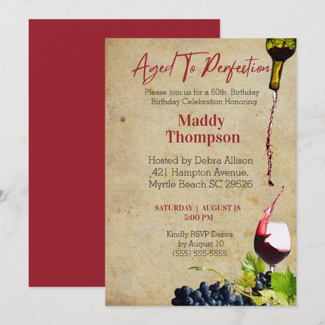 Invitación 60 años de celebración del cumpleaños del vino de  (Anverso / Reverso)