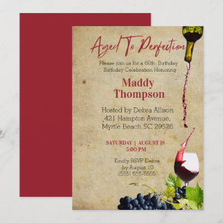 Invitación 60 años de celebración del cumpleaños del vino de