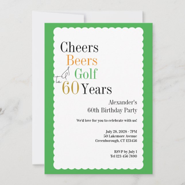 Invitación 60 Años de Golf y Cerveza Verde (Anverso)