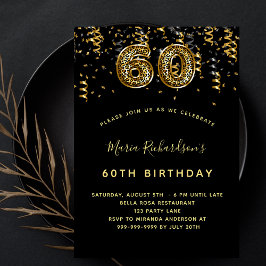 Invitación 60 años de oro negro patrón leopardo lujo