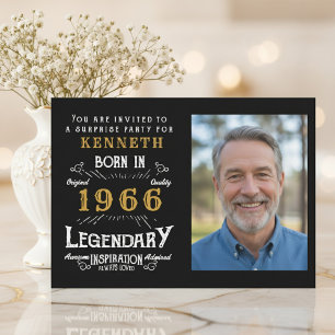 Invitación 60 cumpleaños 1966 Personalizado Negro Oro Vintage
