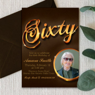 Invitación 60° cumpleaños de mujer con imagen