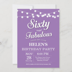 Invitación 60 cumpleaños Morado Fabuloso