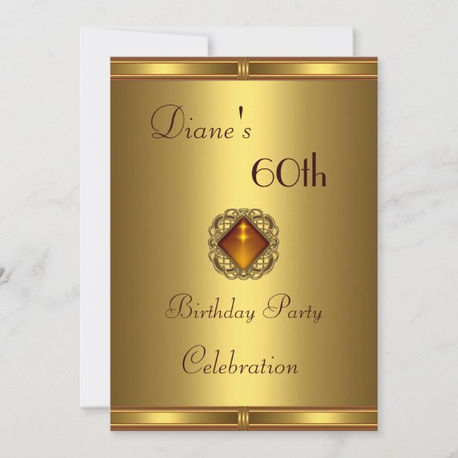 Invitación 60 cumpleaños oro sobre oro (Anverso)