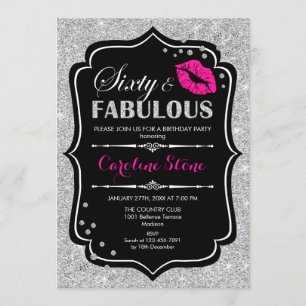 Invitación 60° cumpleaños - Sesenta fabulosos rosados negros