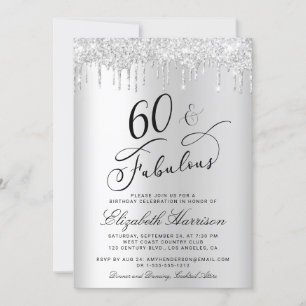 Invitación 60 Fabulosa fiesta de cumpleaños de Purpurina Plat