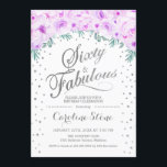 Invitación 60 Fabulosa fiesta de cumpleaños - Púrpura de Plat<br><div class="desc">Sesenta Fabulosa Invitación A La Fiesta De Cumpleaños. Elegante diseño en falso purpurina plateado y blanco. Presenta rosas color agua pastel de lavanda violeta,  confeti y diamantes. Perfecto para una celebración glam de los 60 días. Mándame un mensaje si necesitas más personalización.</div>
