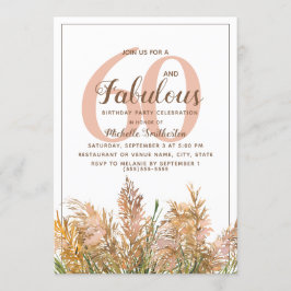 Invitación 60 Fabulosas Pampas Grass sobre Cumpleaños Blanco