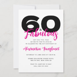 Invitación 60 & Fabulous Bold Girly 60th Birthday