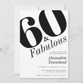 Invitación 60 & Fabulous Bold Number 60th Birthday