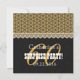 Invitación 60° FIESTA SORPRESA por su A07 Negro y oro
