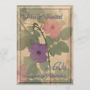 Invitación 60.o aniversario color de rosa polvoriento antiguo