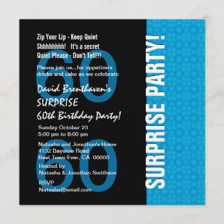 Invitación 60.o Azules turquesas modernas V103 del cumpleaños