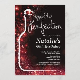 Invitación 60.o Cumpleaños del vino envejecido al purpurina