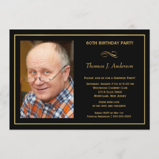 Invitación 60.o El negro y el oro del hombre de la fiesta de