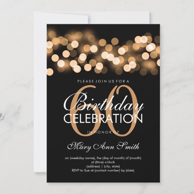 Invitación 60.o encanto elegante de Hollywood del oro de la (Anverso)