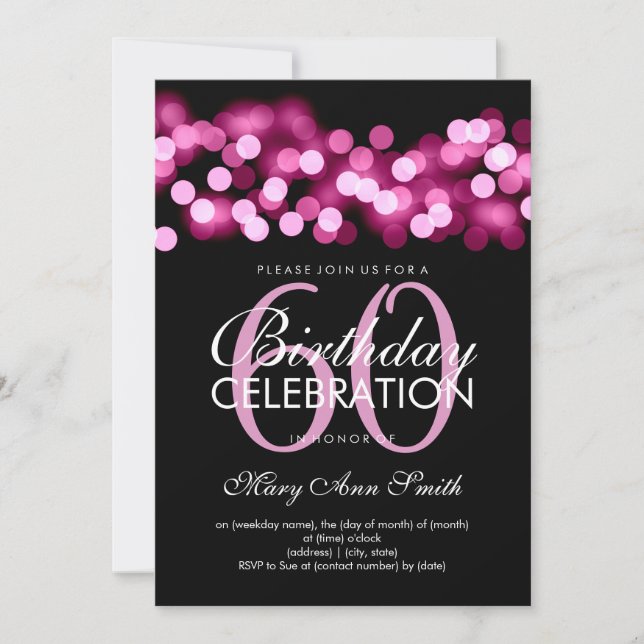 Invitación 60.o encanto elegante de Hollywood del rosa de la (Anverso)