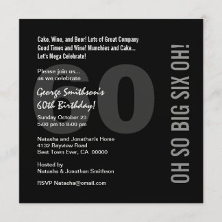 Invitación 60.o Rojo blanco SEIS OH Ver 02 del negro moderno