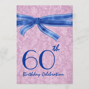 Invitación 60.o Rosa y arco azul M452 de la fiesta de