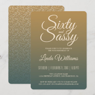 Invitación 60 Sassy Gold Emerald Ombre Fiesta de cumpleaños n