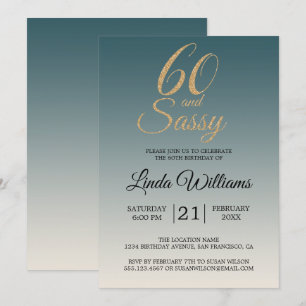 Invitación 60 Sassy Gold Emerald Ombre Fiesta de cumpleaños n