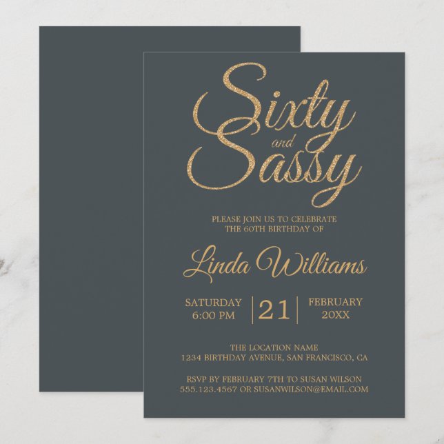 Invitación 60 y 60.a fiesta de cumpleaños del oro (Anverso / Reverso)