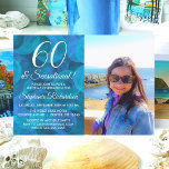 Invitación 60 y cumpleaños de la foto azul sensacional de Oce<br><div class="desc">60 y Invitación al cumpleaños de la foto azul del océano sensacional Personaliza esta elegante invitación de cumpleaños de Ocean Blue con el nombre y la foto de la persona que celebra un día muy especial en su vida. Un cumpleaños número 60 es un hito especial para celebrar. Marque la...</div>