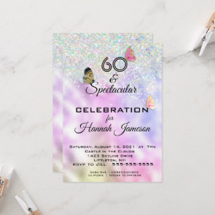 Invitación 60 y Espectaculares Mariposas Brillantes Fiesta