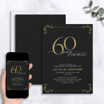 Invitación 60 y fabulosa caligrafía de oro y negro<br><div class="desc">¡Es tu cumpleaños especial, y es hora de celebrarlo! ¿Quieres lanzar el mejor bash de la ciudad? Asegúrese de que comienza con el más alto estilo con esta invitación de cumpleaños de 60 y Fabulosa caligrafía en negro y oro. Seguramente marcará el tono para una celebración glamorosa. Esta hermosa invitación...</div>