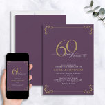 Invitación 60 y fabulosa caligrafía púrpura y dorada Cumpleañ<br><div class="desc">¡Es tu cumpleaños número 60 especial, y es hora de celebrarlo! ¿Quieres lanzar el mejor bash de la ciudad? Asegúrese de que comienza con el más alto estilo con esta invitación de cumpleaños de 60 y Fabulosa caligrafía púrpura y dorada. Seguramente marcará el tono para una celebración glamorosa. Esta hermosa...</div>
