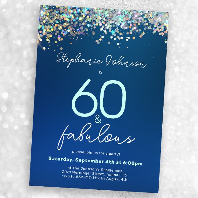 Invitación 60 y fabulosa fiesta de cumpleaños número 60 del P (Mock-up view)
