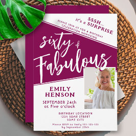 Invitación 60 y fabulosa foto de Magenta 60 cumpleaños sorpre