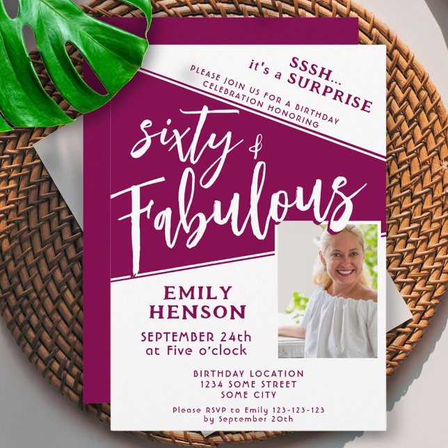 Invitación 60 y fabulosa foto de Magenta 60 cumpleaños sorpre (Subido por el creador)