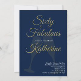 Invitación 60 y fabuloso | 60 cumpleaños fiesta Navy Gold