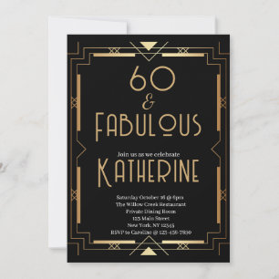 Invitación 60 y Fabuloso Cumpleaños 60 Art Deco
