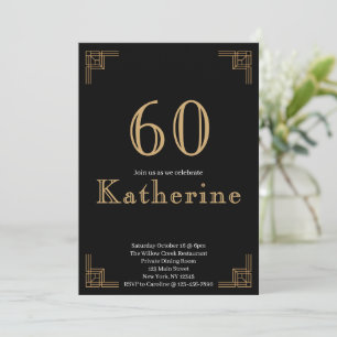 Invitación 60 y Fabuloso Cumpleaños 60 Art Deco Foto
