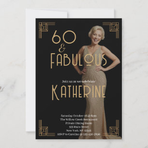 Invitación 60 y Fabuloso Cumpleaños 60 Art Deco Foto