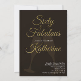 Invitación 60 y fabuloso | Cumpleaños 60 Fiesta Negro Oro