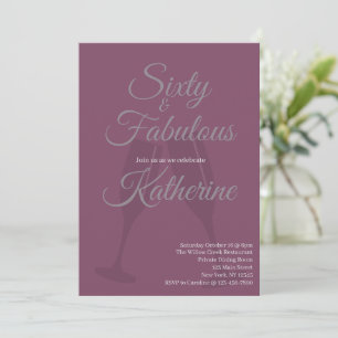 Invitación 60 y fabuloso   Cumpleaños 60   Guión de ciruela