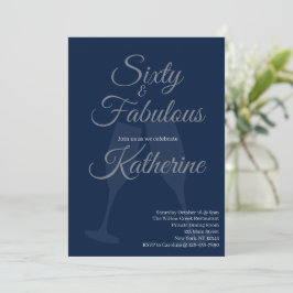 Invitación 60 y fabuloso | Cumpleaños 60 Script Azul