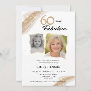 Invitación 60 y Fabuloso Cumpleaños con Foto Gold 2