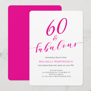 Invitación 60 y fabuloso Cumpleaños de sesenta años Script ro