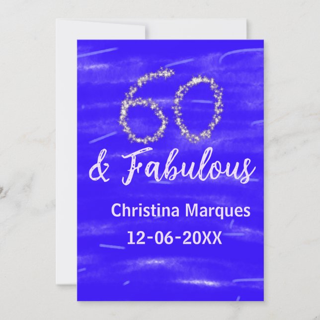 Invitación 60 y fabuloso cumpleaños fecha de añadir nombre de (Anverso)