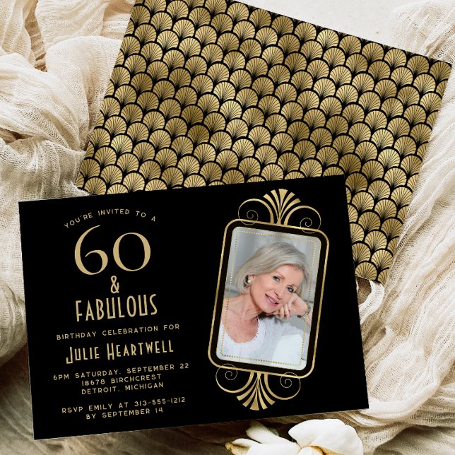 Invitación 60 y fabuloso Deco Negro Cumpleaños 60 (Subido por el creador)