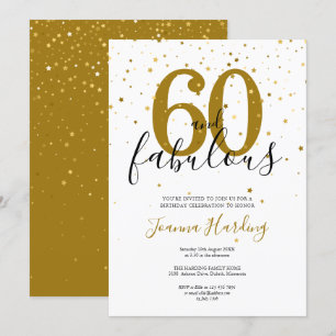 Invitación 60 y fabuloso elegante oro y cumpleaños negro