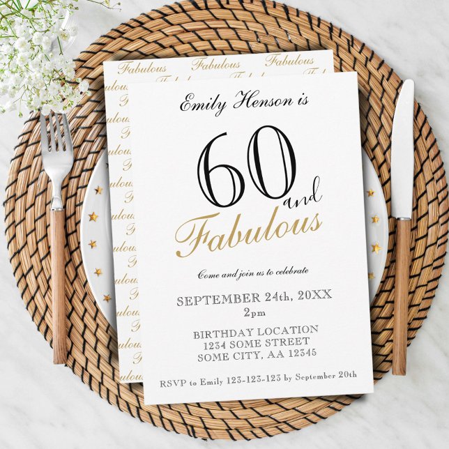 Invitación 60 y Fabuloso Elegante Script Cumpleaños (Subido por el creador)