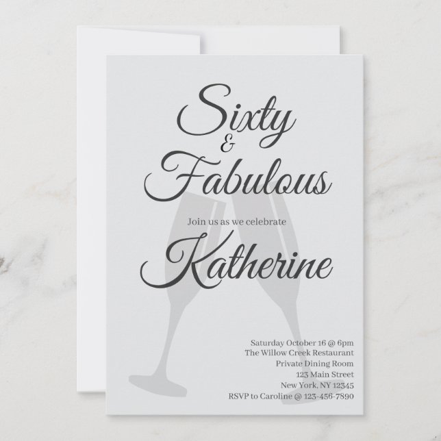 Invitación 60 y fabuloso | Fiesta de cumpleaños número 60  (Anverso)
